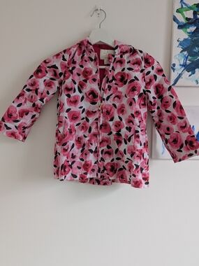 Kate Spade NY Pink Rose Print Hooded Raincoat